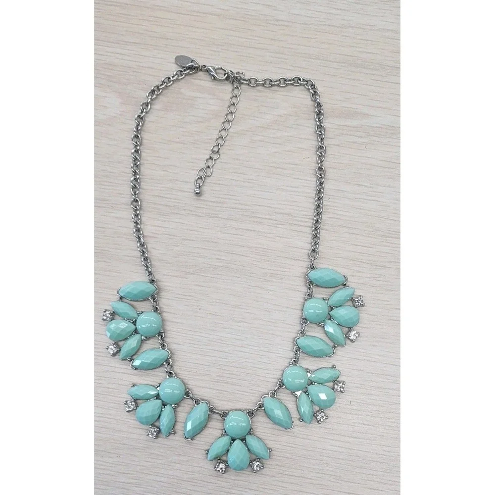 Charming Charlie Necklace Turquoise Teal Green Blue Beads Silver Tone Costume Pc
